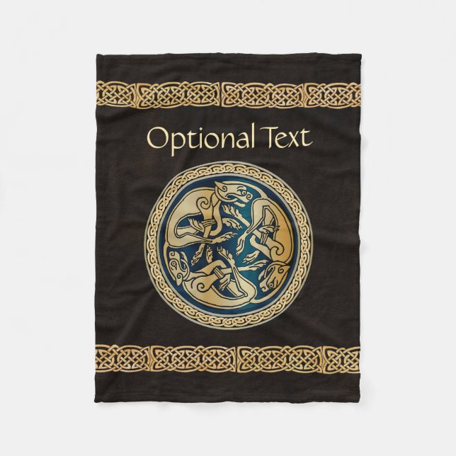 Celtic Wolf Knüpfarbeit Triad Fleecedecke (Vorderseite)