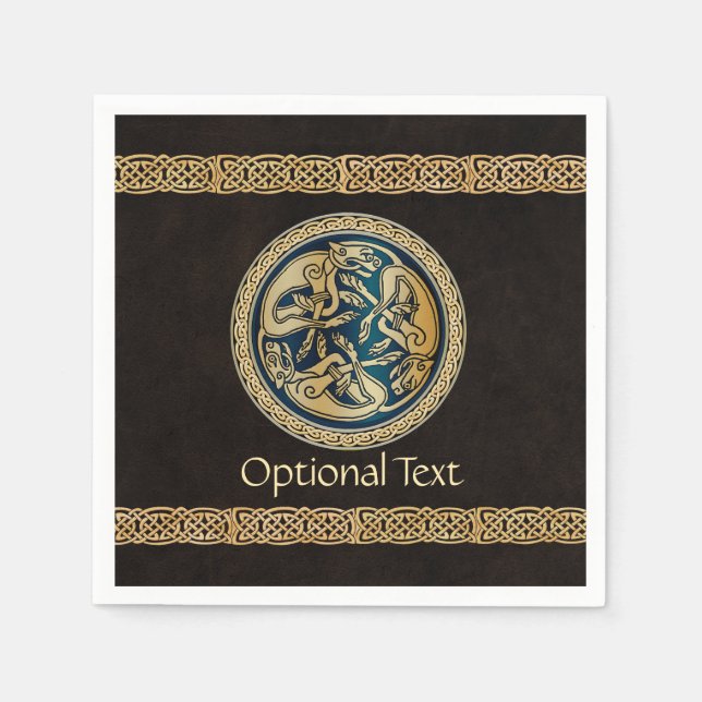 Celtic Wolf Knüpfarbeit Triad Serviette (Vorderseite)