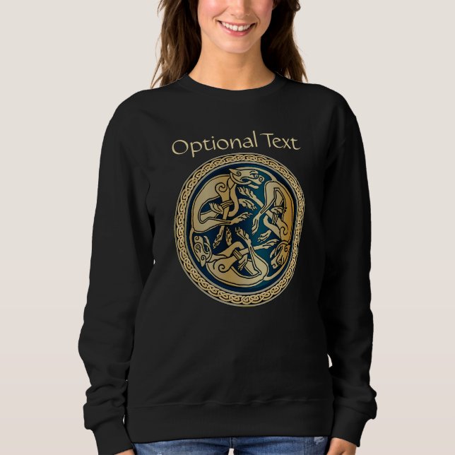 Celtic Wolf Knüpfarbeit Triad Sweatshirt (Vorderseite)
