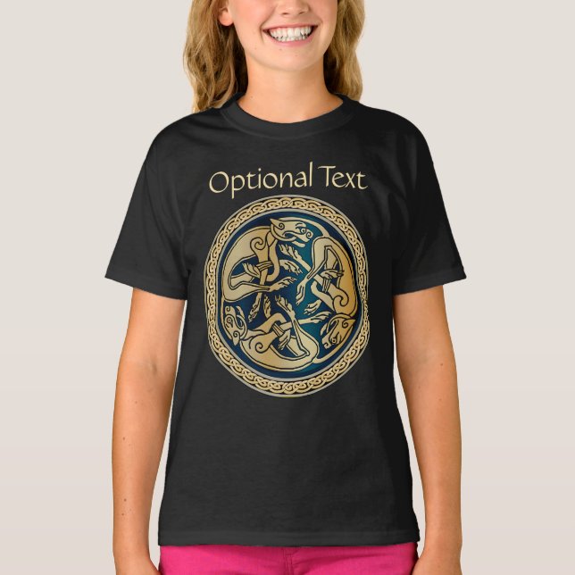 Celtic Wolf Knüpfarbeit Triad T-Shirt (Vorderseite)
