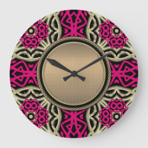 Celtica Hot Pink & Gold Wall Clock Große Wanduhr