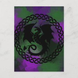CelticCircleDragonPurpleGreen Postkarte