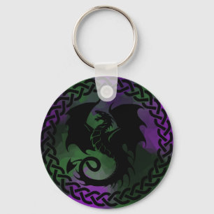 CelticCircleDragonPurpleGreen Schlüsselanhänger