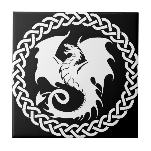 CelticCircleWhiteDragon Fliese (Vorderseite)