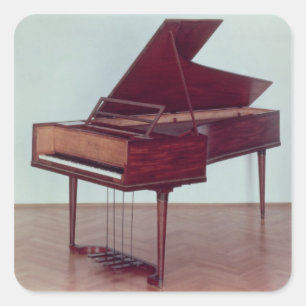 Cembalo, das Ludwig van Beethoven gehört Quadratischer Aufkleber
