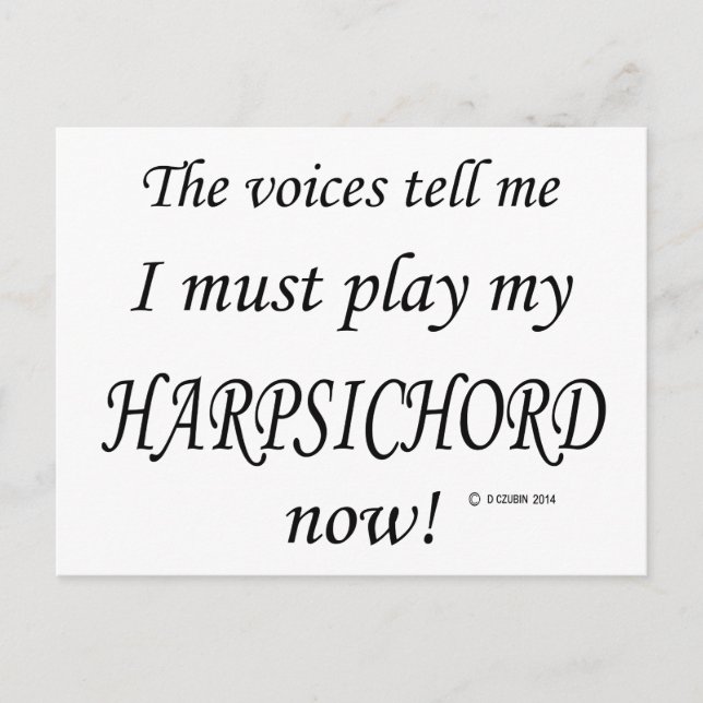 Cembalo-Stimmen sagen, muss spielen Postkarte (Vorderseite)