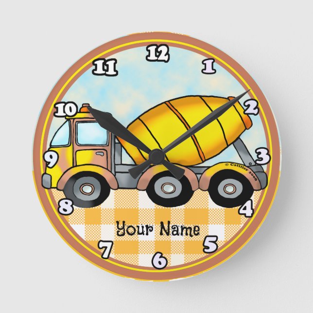 Cement Mixer Truck  Runde Wanduhr (Vorderseite)