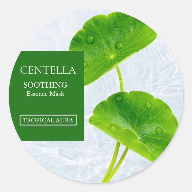 Centella Asiatica Facial Mask Label Runder Aufkleber (Vorderseite)