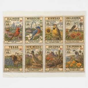 Centennial Mother Road Botanische Briefmarke Fleecedecke