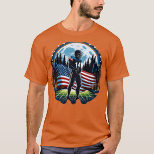 Center American Flag Full Moon Player 1 T-Shirt