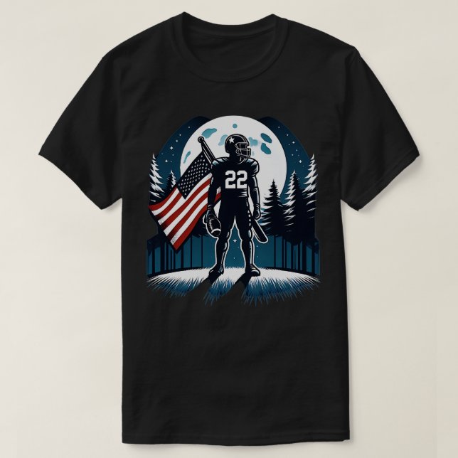 Center American Flag Full Moon Player T-Shirt (Design vorne)