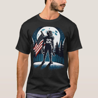 Center American Flag Full Moon Player T-Shirt