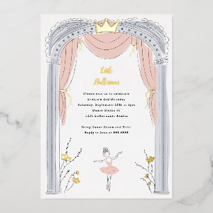 Center Bühne Ballet Kindergeburtstag Party Gold Folieneinladung