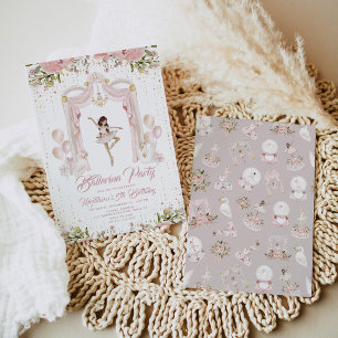 Center Bühne brownette ballerina Geburtstagsparty Einladung