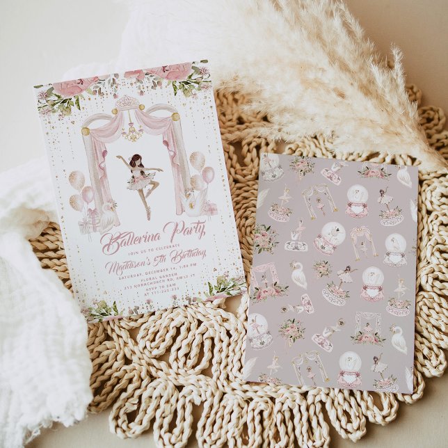 Center Bühne brownette ballerina Geburtstagsparty Einladung (Von Creator hochgeladen)