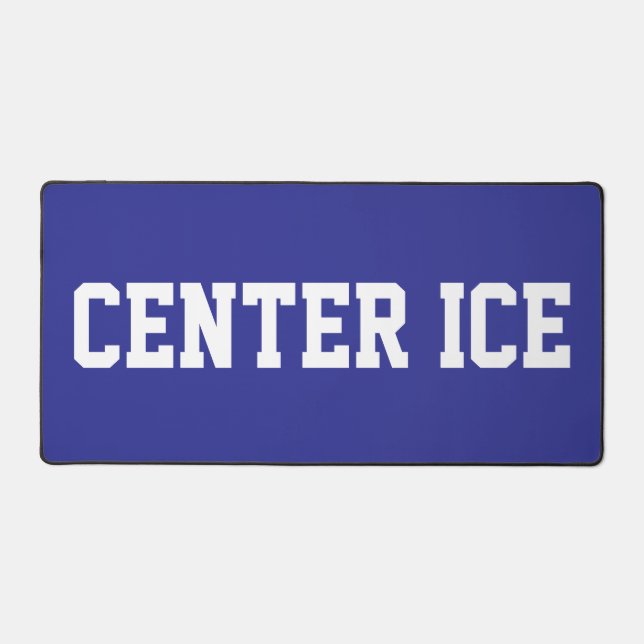 CENTER ICE Athletic White Hockey Text On Deep Blue Schreibtischunterlage (Vorderseite)
