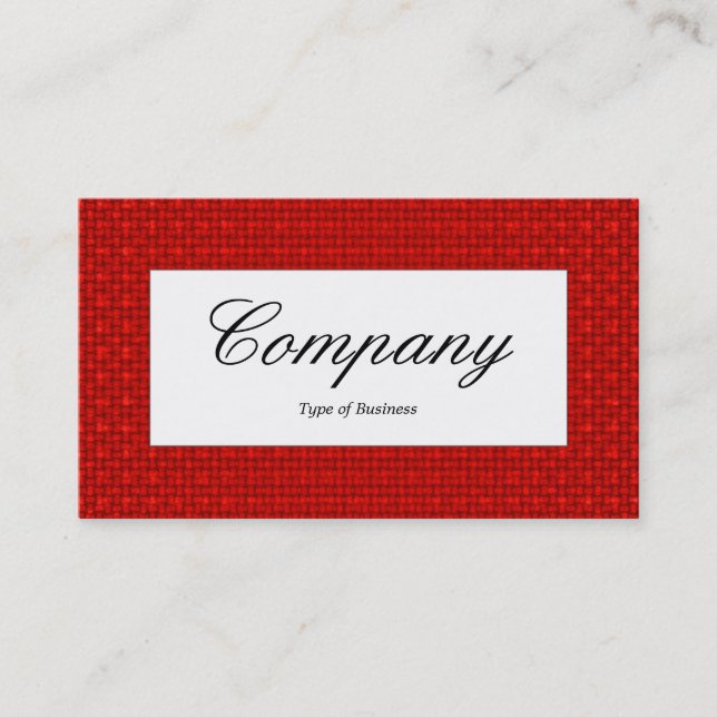 Center Label - Red Fabric Texture Visitenkarte (Vorderseite)
