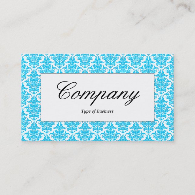 Center Label - Sky Blue Damask Visitenkarte (Vorderseite)