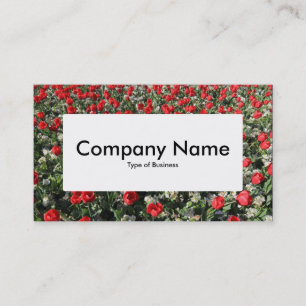 Center Label v4 - Rote Tulips und Primrosen Visitenkarte