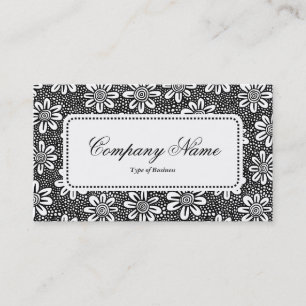 Center Label v5 - Blume Muster 140617 - Schwarz Visitenkarte