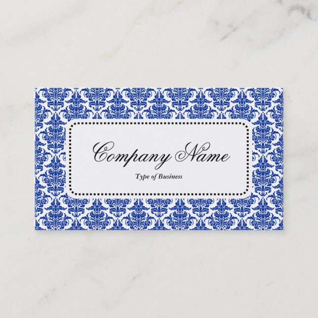 Center Label v5 - Navy Damask Visitenkarte (Vorderseite)