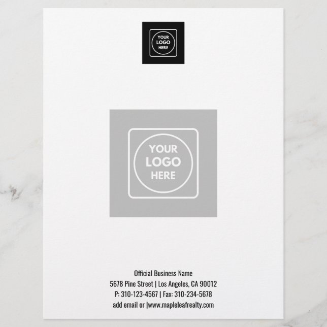 Centered Logo Watermark Business Basic letterhead Briefbogen (Vorderseite)