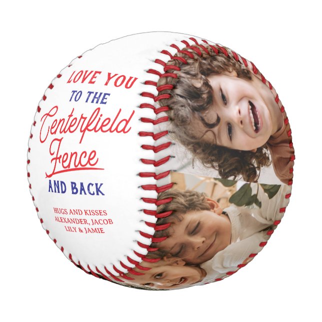 Centerfield Fence and Back 4 Photo Collage Baseball (Schrägansicht)