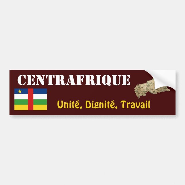 Centrafrique Flag + Karte Autoaufkleber (Vorne)