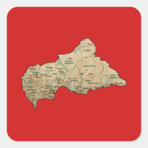 Centrafrique Kartenaufkleber Quadratischer Aufkleber