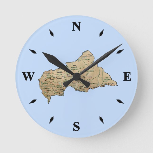 Centrafrique Map Clock Runde Wanduhr (Vorderseite)
