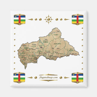 Centrafrique Map + Flags Magnet