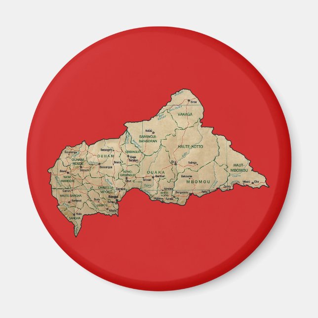 Centrafrique Map Magnet (Vorne)