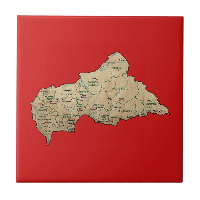 Centrafrique Map Tile Fliese (Vorderseite)