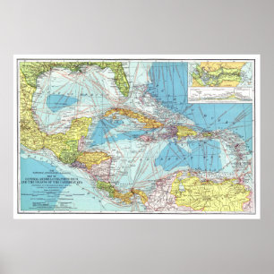 " Central America/Caribbean: 1913 Detailed map ... Poster