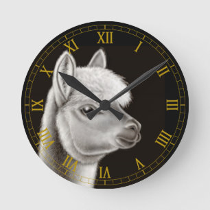 Central American Alpaca Wall Clock Runde Wanduhr
