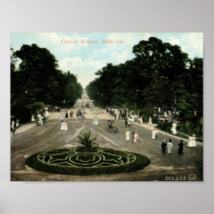 Central Ave., Belle Isle, Detroit Vintage Poster