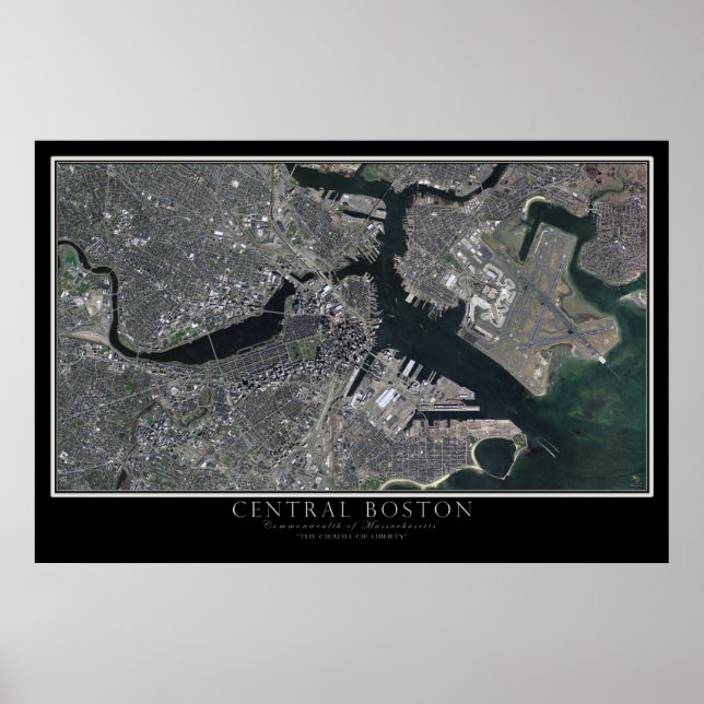 Central Boston Massachusetts from Space Satellite Poster (Vorne)