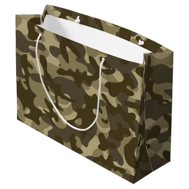 Central Camouflage Große Geschenktüte (Rückseite Schrägansicht)
