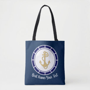 Central Golden Anchor Navy Blue Nautic
