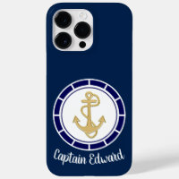 Central Golden Anchor Navy Blue Nautic