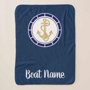 Central Golden Anchor Navy Blue Nautic Sherpadecke