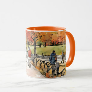 Central Park, Aquarellfarben, KI generiert, Tasse