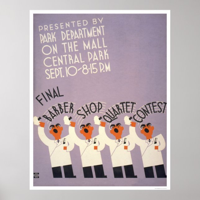 Central Park Barber Shop 1937 WPA Poster (Vorne)