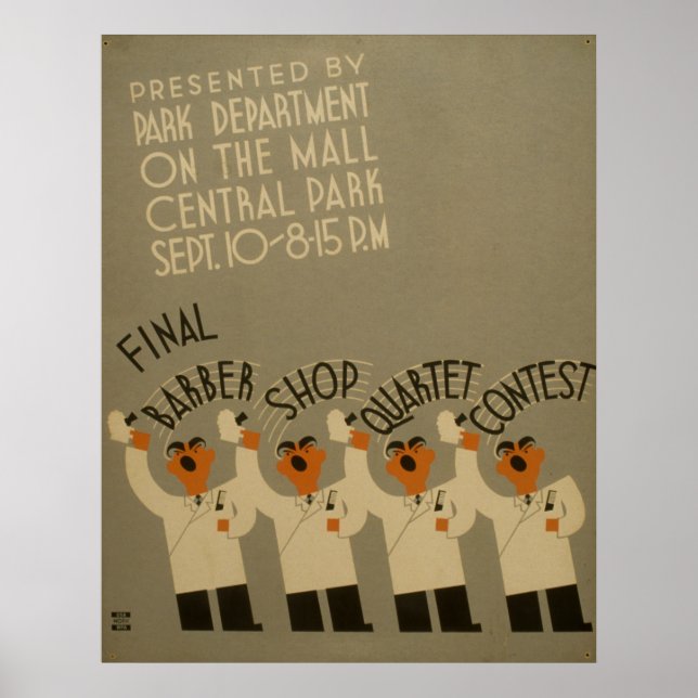 Central Park Barber Shop 1937 WPA Vintage Poster (Vorne)
