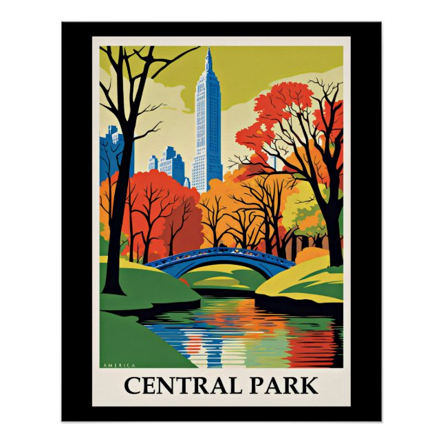 Central Park farbige Abbildung Poster (Vorderseite)