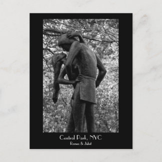Central Park Herbst: Romeo & Julia Statue 01 B&W Postkarte