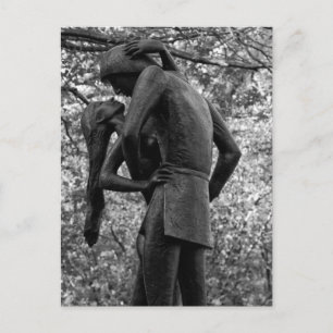 Central Park Herbst: Romeo & Julia Statue 01 B&W Postkarte