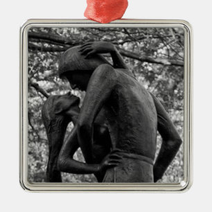 Central Park Herbst: Romeo-und-Julia-Statue 01 S/W Silbernes Ornament