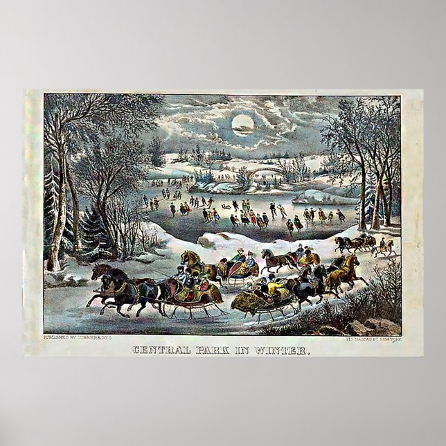 Central Park in Winter Currier & Ives Poster (Vorne)
