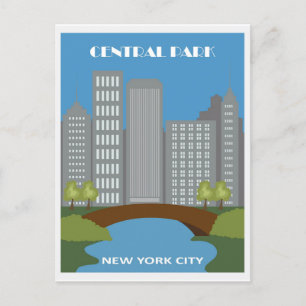 Central Park New York City Vintage Reise Postkarte